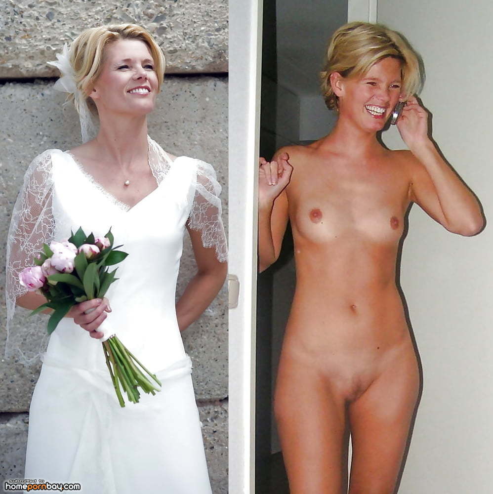 Dressed undressed nude brides before after