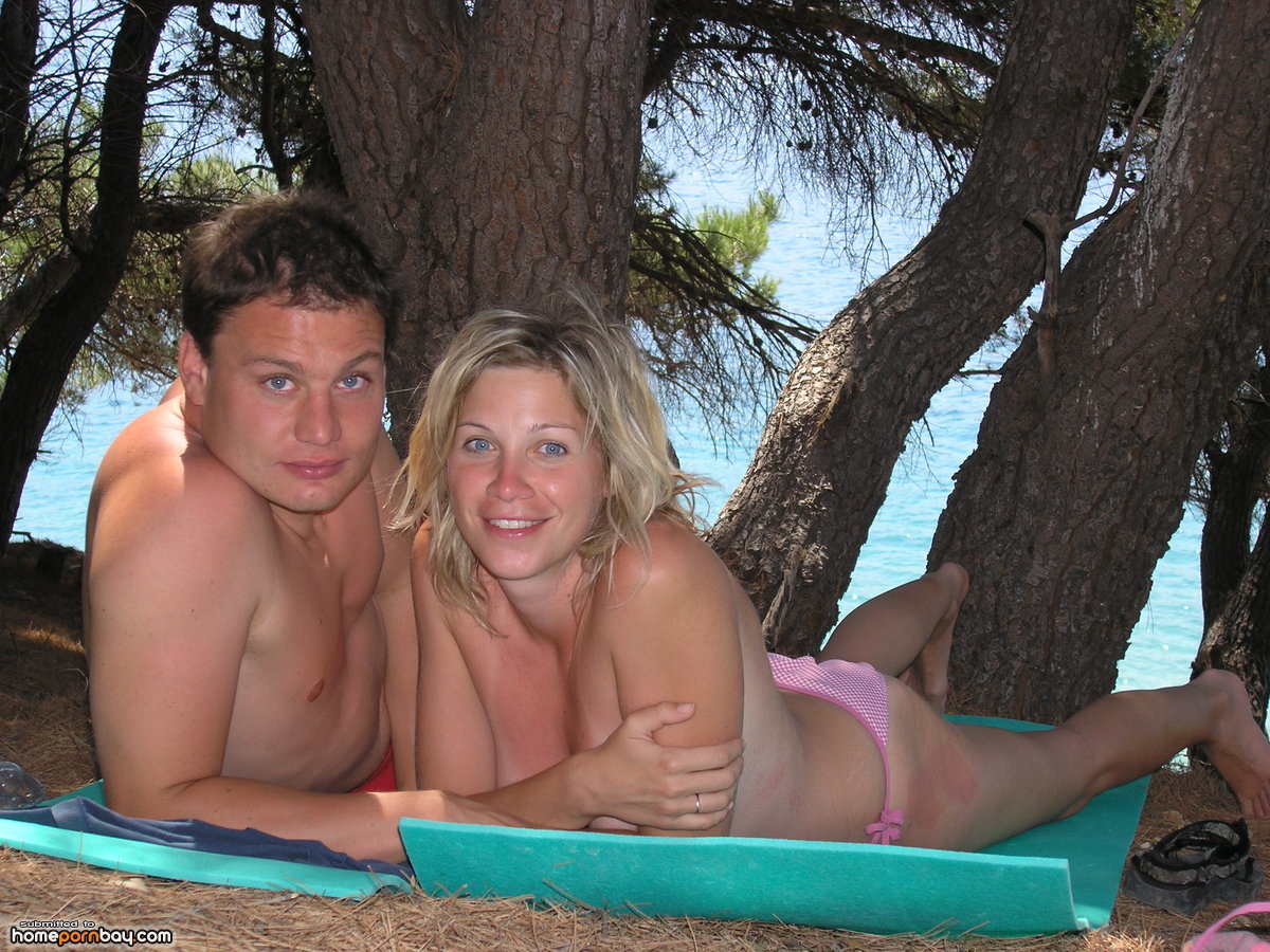 Awesome nudist couple at vacation.