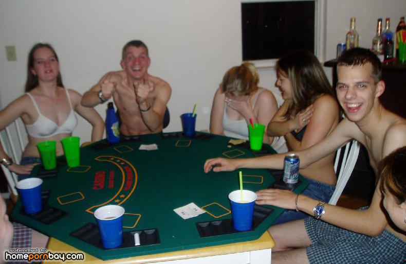 Playing strip poker and stripping.